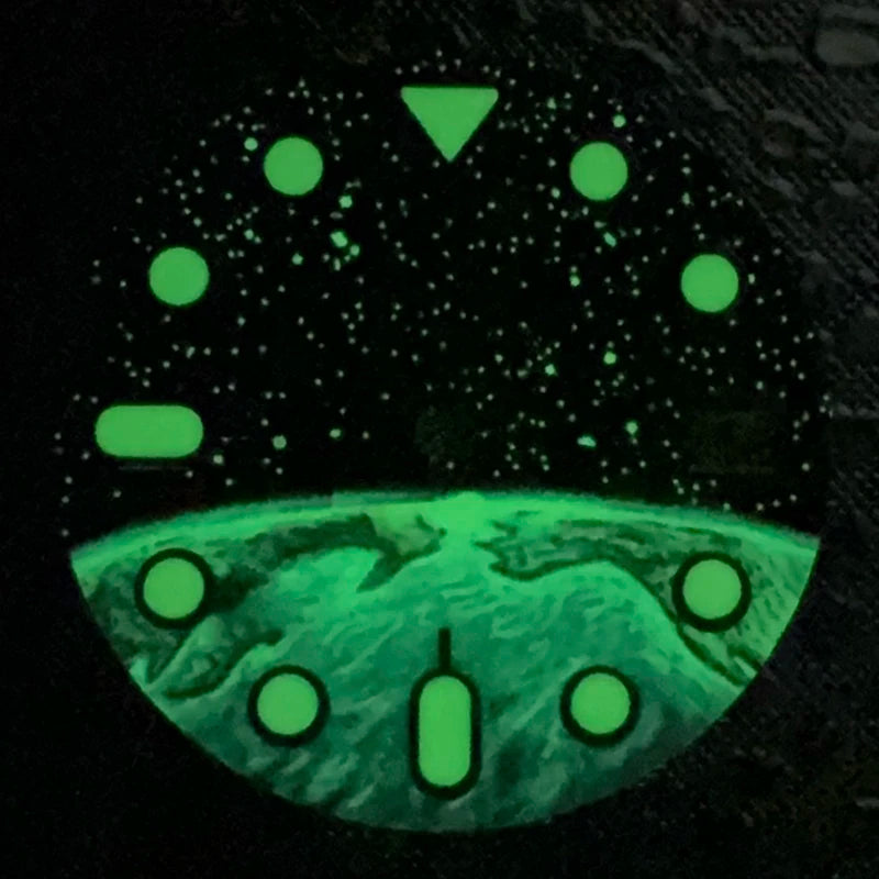 28.5mm S Logo SKX Minute Number Watch Dial Green Luminous Fit NH35/NH36/7S/4R