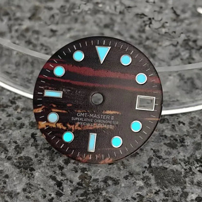 GMT 28.5mm Martian Landscape Modified C3 Luminous Watch dial for NH34 NH35 NH36