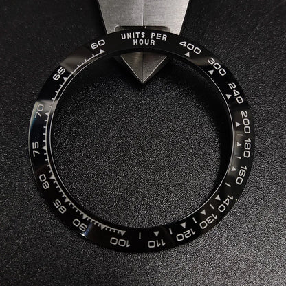 Ceramic bezel insert 38.5mm with 30.5mm inner diameter for watch upgrade, high-quality accessory.