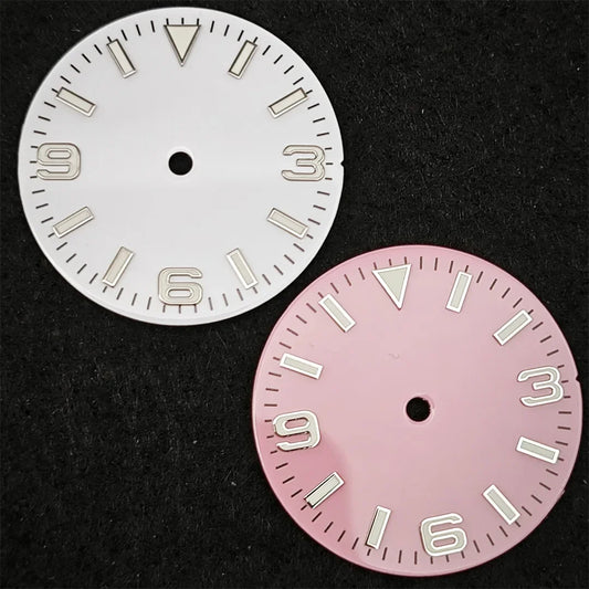 Modified 28.5mm Watch Dial 369 Nail with Green Luminous for NH35/ NH36/ 4R/ 7S