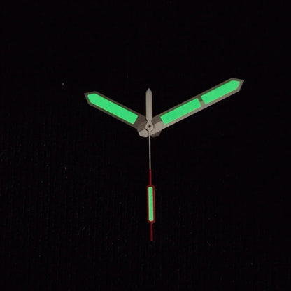 Silvery Pointer Red Second Hand Green Luminous Watch Hands for NH35/NH36/4R/7S