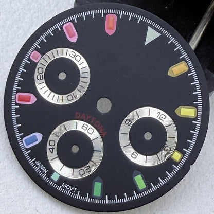29.5mm VK63 S Logo Dial 3 eyes Green Luminous Fit VK63 Movement Dial Watch