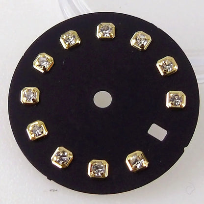 Nologo Sunburst dial face with rhinestone markers for 26mm lady watch, fits NH05 NH06 NH07 movements.