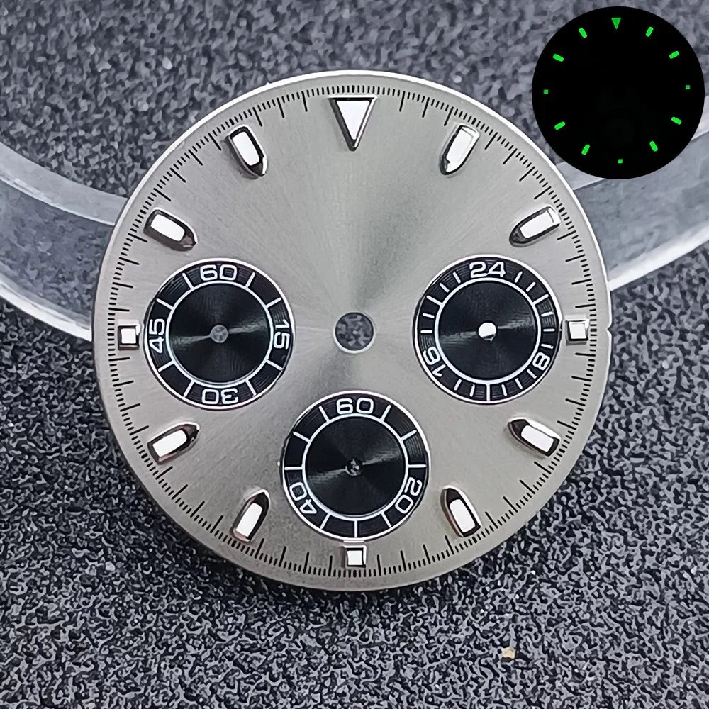 29.5mm C3 Green Luminous Timer Multicolor Watch Dial Suitable For VK63 Movement