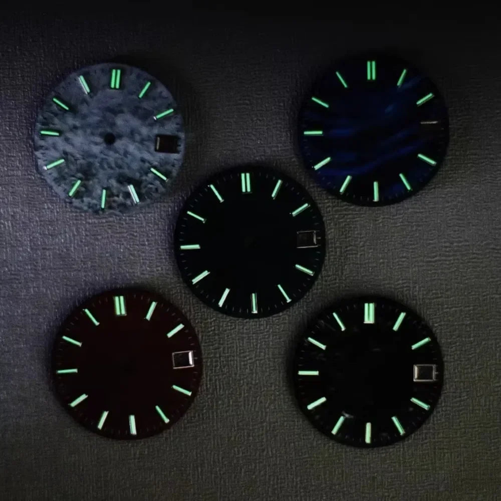 28.5mm Watch Dial Green Luminous Snowflake Dial for SKX007 NH35/NH36/4R/7S