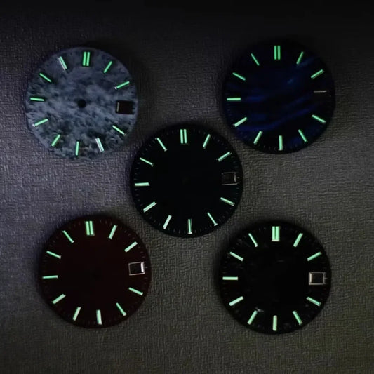 28.5mm Watch Dial Green Luminous Snowflake Dial for SKX007 NH35/NH36/4R/7S