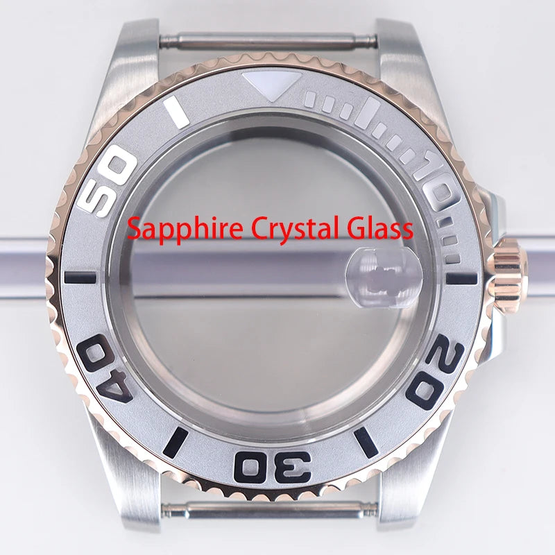 40mm Watch Case Sapphire For NH34/35/36 Eta2824 PT5000 Miyota8215 8205 YACHT