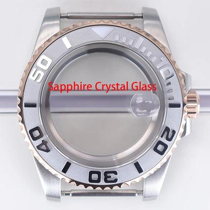 40mm Watch Case Sapphire For NH34/35/36 Eta2824 PT5000 Miyota8215 8205 YACHT