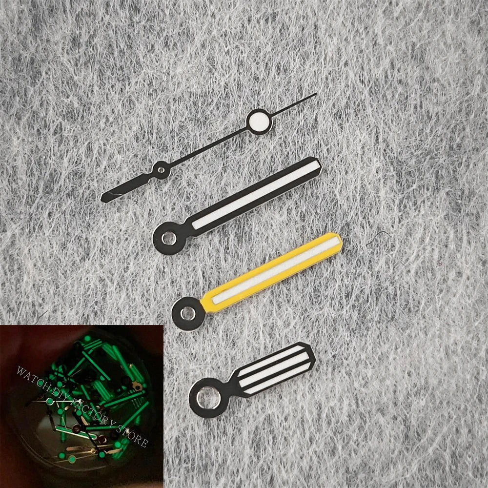 Colour Blocking Silver Yellow Green Luminous Watch Hands for NH35/NH36/4R/7S
