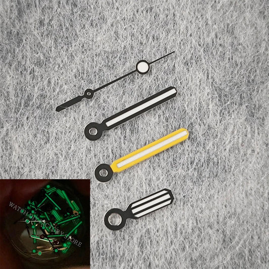 Colour Blocking Silver Yellow Green Luminous Watch Hands for NH35/NH36/4R/7S