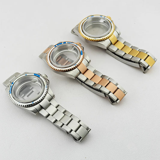 40.5mm SUB Sapphire Crystal Steel Watch Case One-Way Selection Bezel For NH35/36