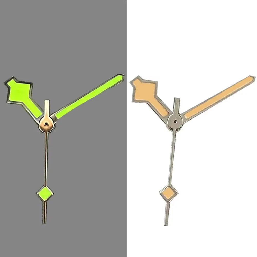 Silver Trim Orange Watch Hands Pointers with Green Luminous for NH35 NH36