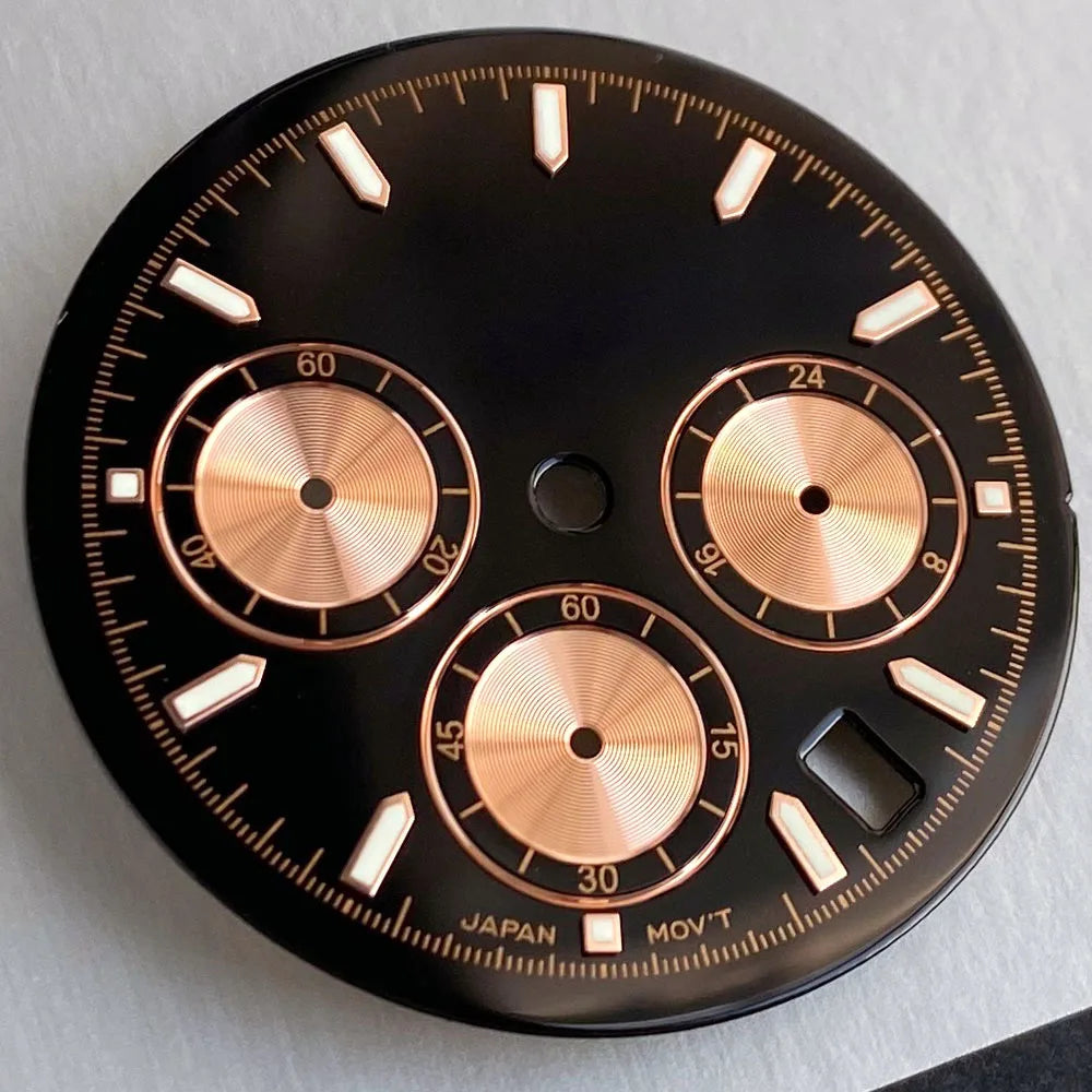 39mm Steel Case+Dial+movt+band with Sapphire Glass Set for VK63 VK64 Movement