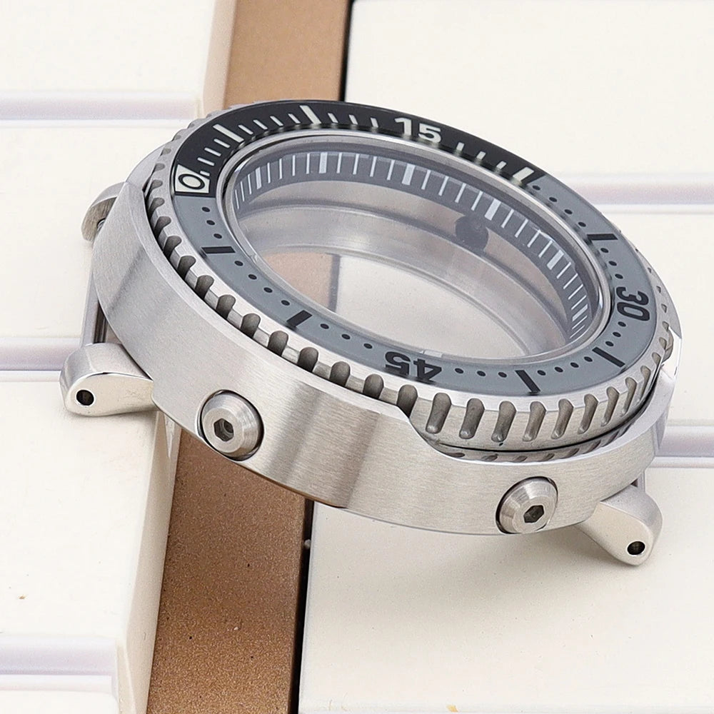 43mm Watch Case For NH34 NH35 NH36 NH38 Tuna Sapphire Crystal Luminous Bezel