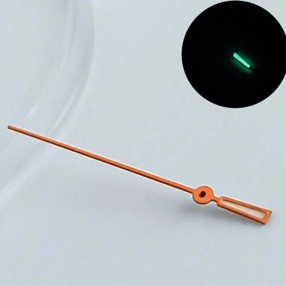 Green luminous watch hands for NH34, NH35, NH36 movements, personalized second hand.