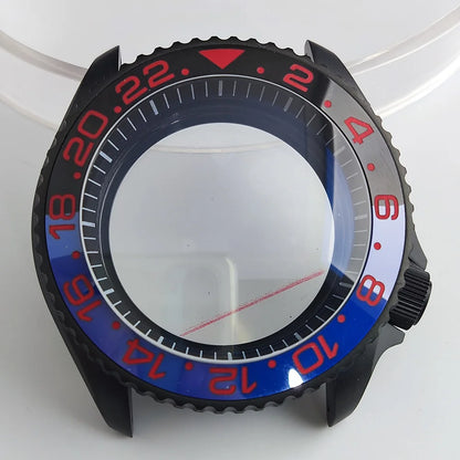 Case 41.5mm Convex Sapphire Glass Ceramic Bezel Stainless Steel Black Matte Waterproof Case Fit NH 35 NH36 Movement Case