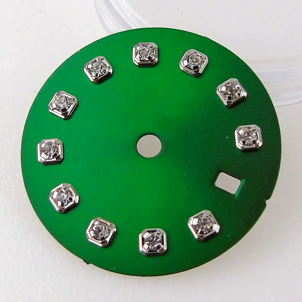 Nologo Sunburst dial face with rhinestone markers for 26mm lady watch, fits NH05 NH06 NH07 movements.