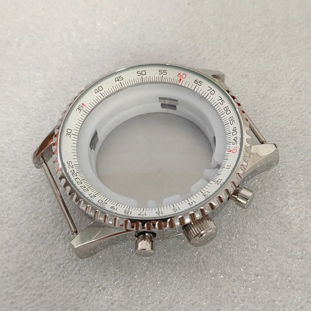 46.5mm Large Steel Watch Case Strap Set with Mineral Glass and Hands for VK63