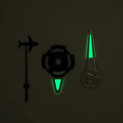 Airplane Shape Second Hand Green Luminous Watch Hands for NH35/NH36 Movement
