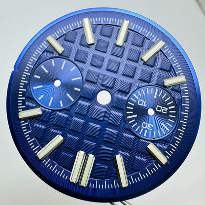 30.5mm No Logo Watch Dial 2eyes Grid Dual Scale Green Luminous for VK64 Movement