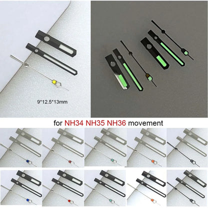 Green Luminous Watch Hands Set for NH34 NH35 NH36 Modified 3Pins Pointers