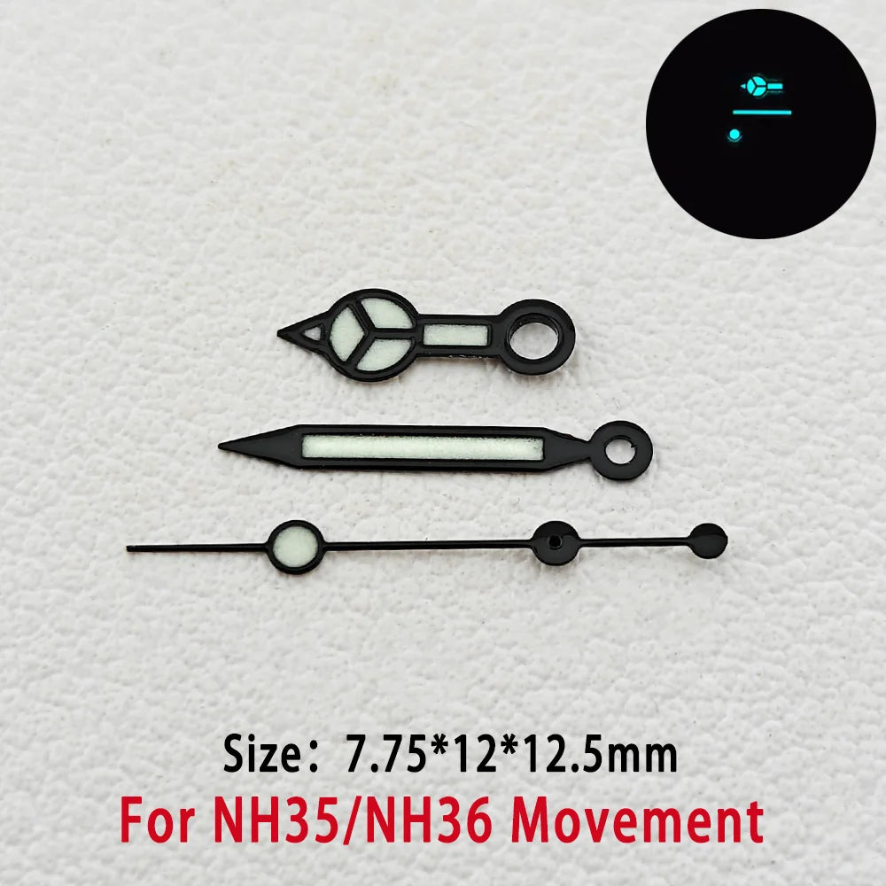 Modified BGW9 Blue Luminous GMT Watch Hands For NH34 NH35 NH36  Movement