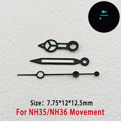 Modified BGW9 Blue Luminous GMT Watch Hands For NH34 NH35 NH36  Movement