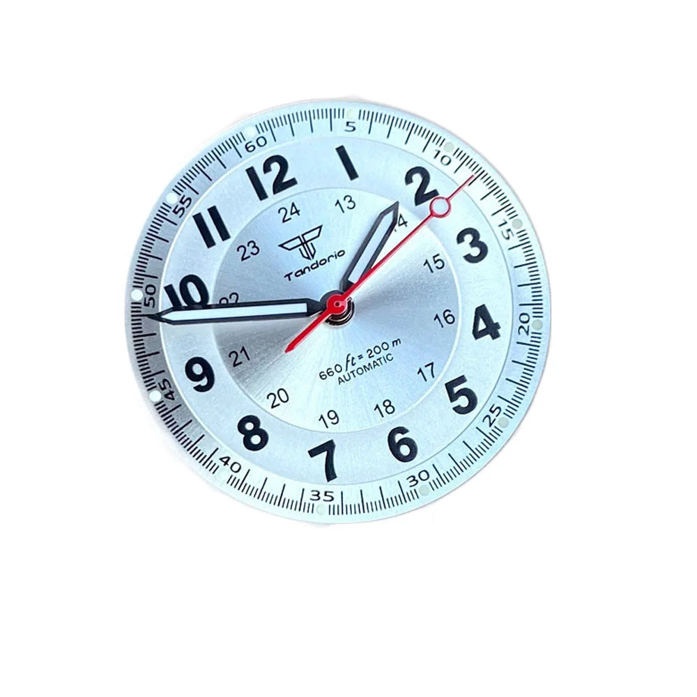 Pilot 29mm Nologo black and silver dial face for NH35 NH36 vintage diver watch mod parts