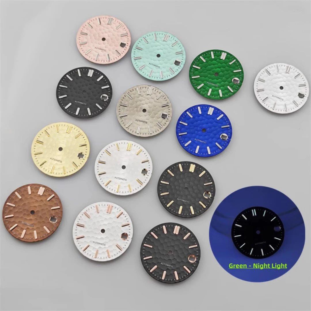 28.5mm Honeycomb Textured Surface Green Luminous Watch Dial for NH35 Movement