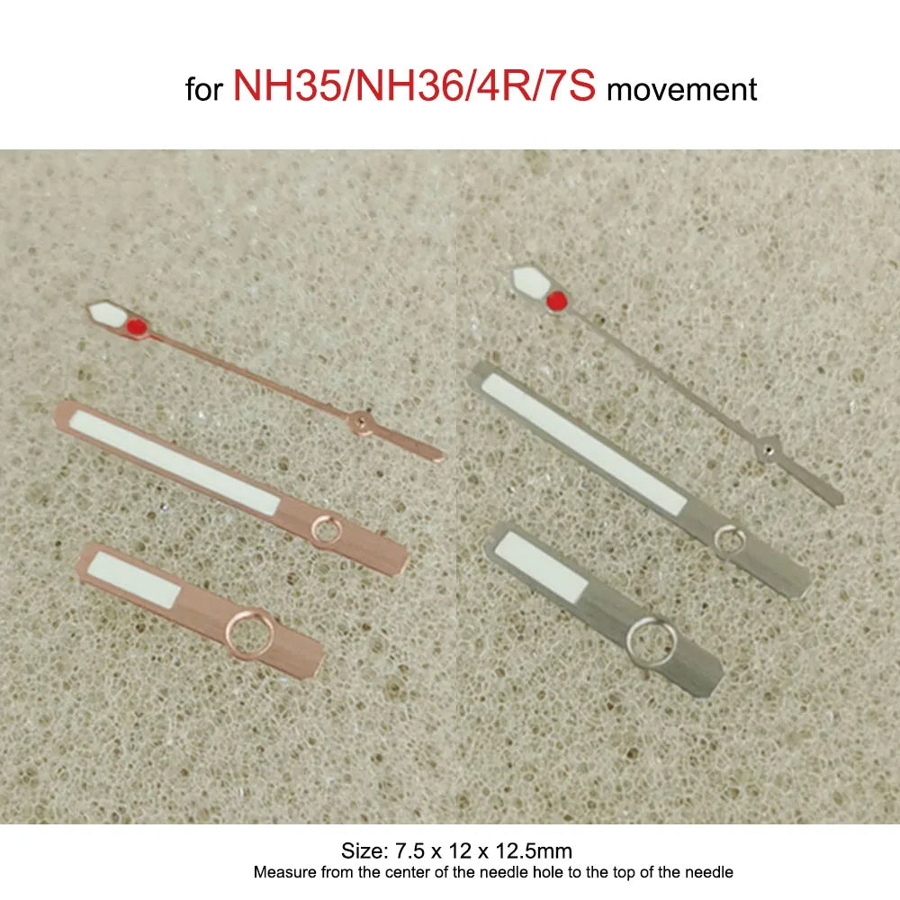 Green Luminous Watch Hands Set for NH35/36/4R/7S Modified 3Pins Silver/Rose Gold