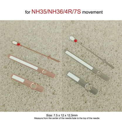 Green Luminous Watch Hands Set for NH35/36/4R/7S Modified 3Pins Silver/Rose Gold