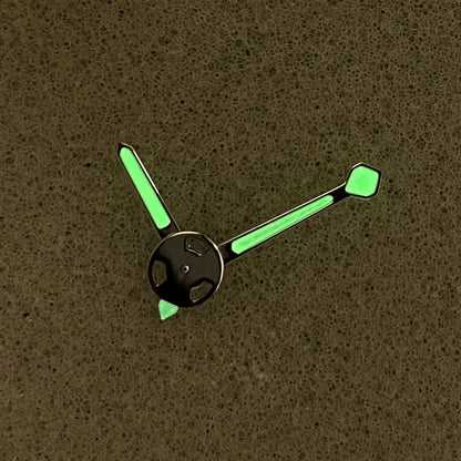 Silver Trim Disc Short Second Watch Hands with Green Lume for NH35/NH36/4R/7S