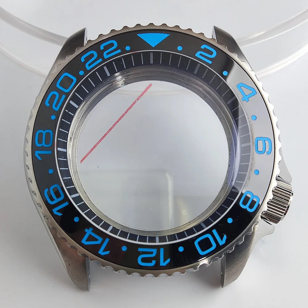 Case 41.5mm Convex Sapphire Glass Ceramic Bezel Stainless Steel Black Matte Waterproof Case Fit NH 35 NH36 Movement Case