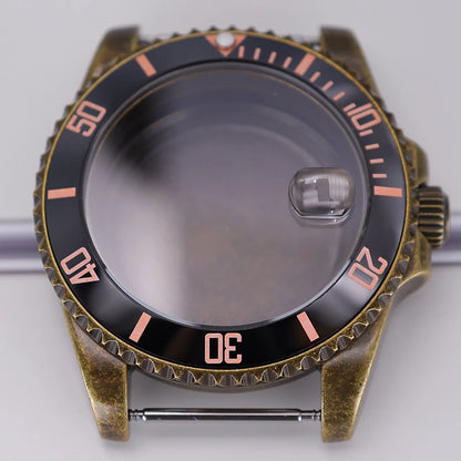 Bronze 40mm Watch Case Ceramic Bezel For SUB NH35/36/34/38/70 Sapphire Glass