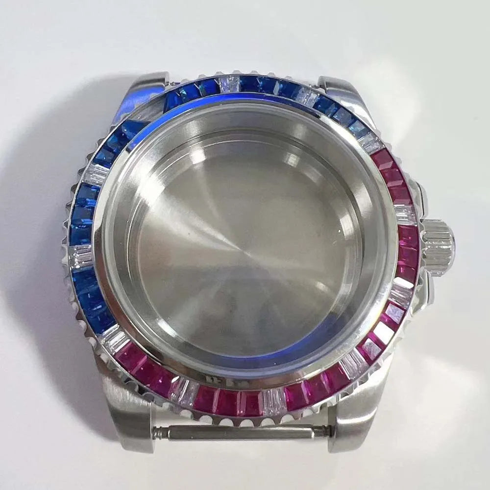 40mm Watch Case for NH35 NH36 Crystal Bezel Solid/Clear Bottom Sapphire Glass