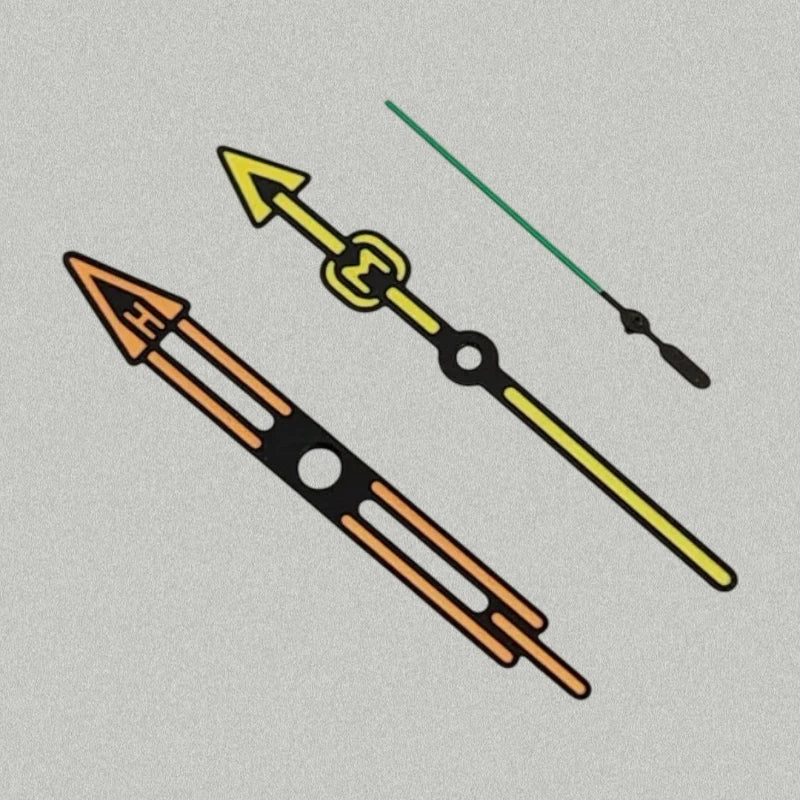 Modified Green Luminous Orange-Yellow Watch Hands for NH35/NH36/4R/7S Movement