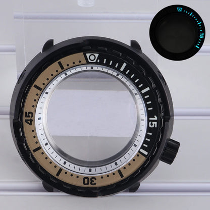 47mm Watch Case Sapphire Crystal For NH35/36 NH38 Modified Tuna Canned C3 Bezel