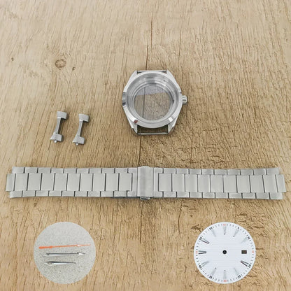 41MM Watch Case with Sapphire Crystal Clear Back+Strap+Dial+Hand for NH35/NH36