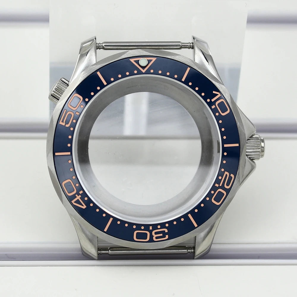 41mm Steel Watch Case Sapphire for Seamaster 300 NH35 NH36 NH38 Transparent Back