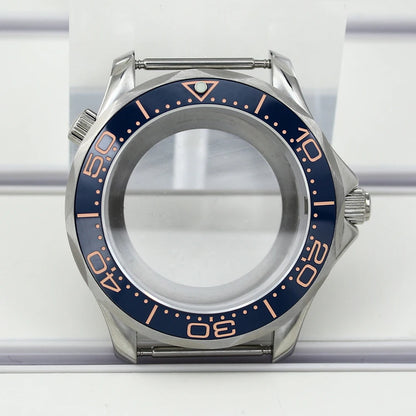 41mm Steel Watch Case Sapphire for Seamaster 300 NH35 NH36 NH38 Transparent Back