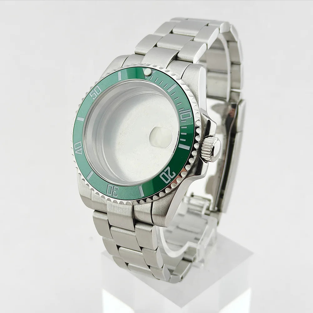 40.5mm SUB Sapphire Crystal Steel Watch Case One-Way Selection Bezel For NH35/36