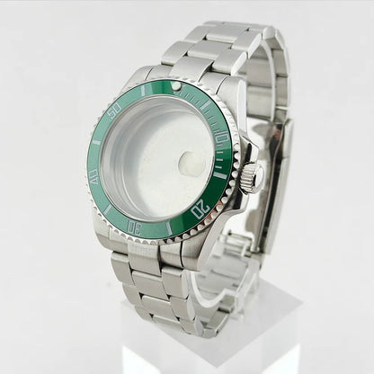 40.5mm SUB Sapphire Crystal Steel Watch Case One-Way Selection Bezel For NH35/36