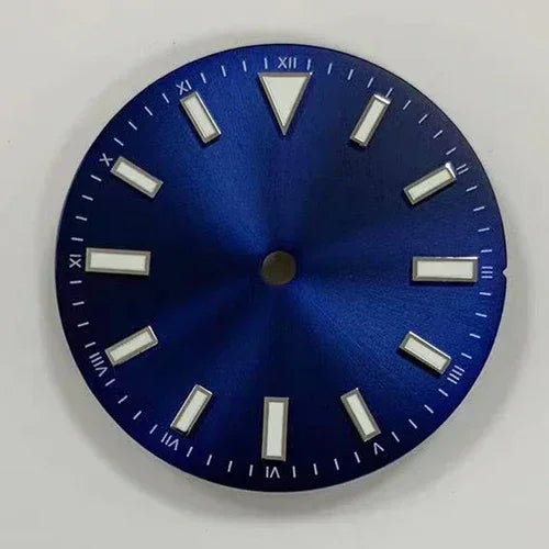 Blue Sunray Watch Dial Stripe Nails Green Lume Roman Font Modified for NH35/8215/2836