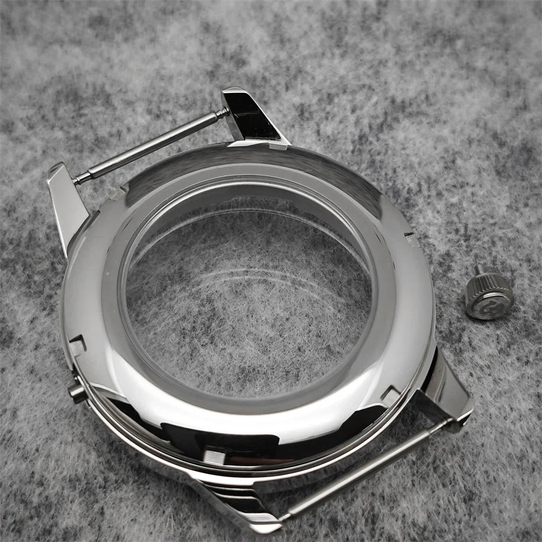40mm  Steel Watch Case Dial Hands Kit for NH36 NH38 Bubble Mirror Shell Kit