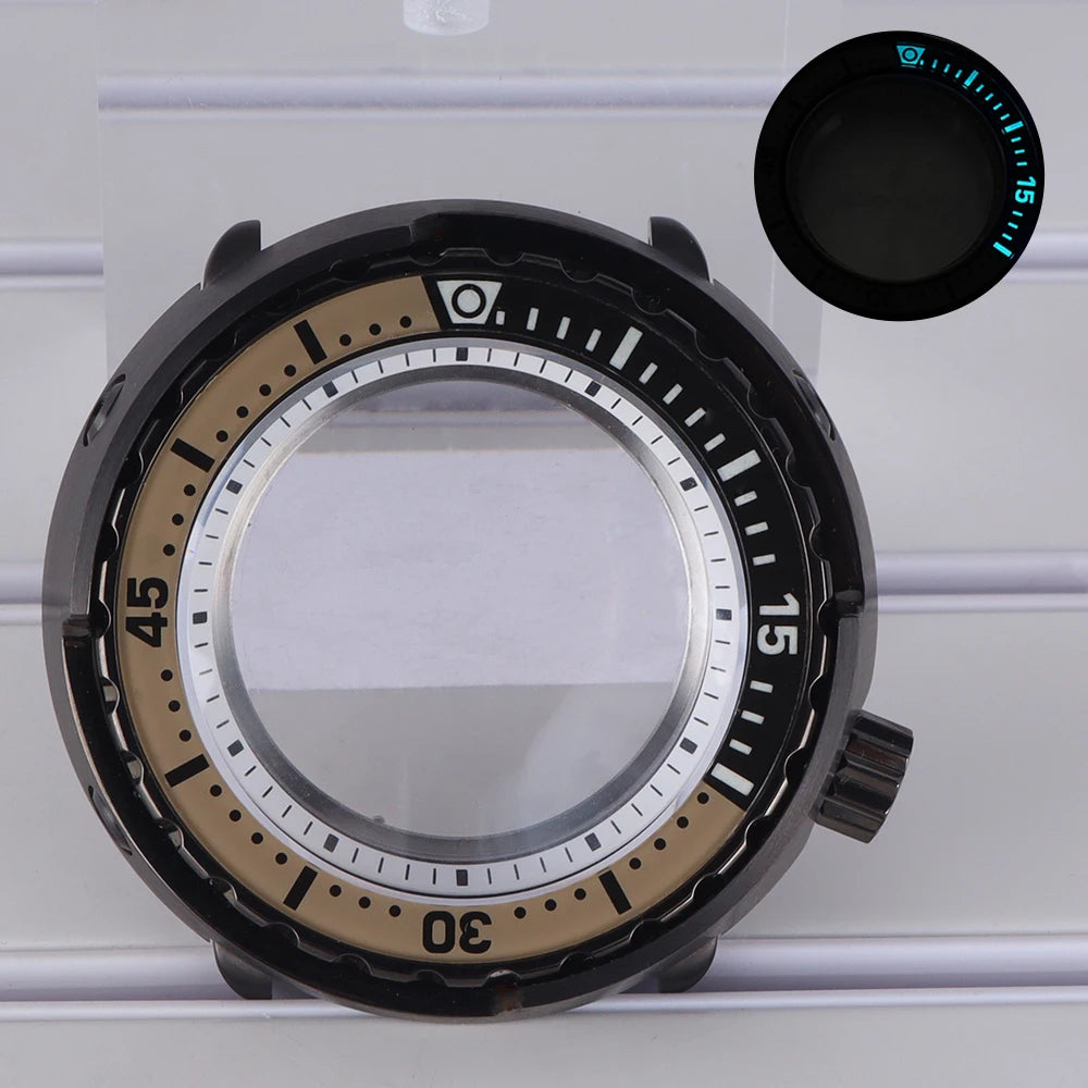47mm Watch Case Sapphire Crystal For NH35/36 NH38 Modified Tuna Canned C3 Bezel