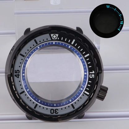 47mm Watch Case Sapphire Crystal For NH35/36 NH38 Modified Tuna Canned C3 Bezel