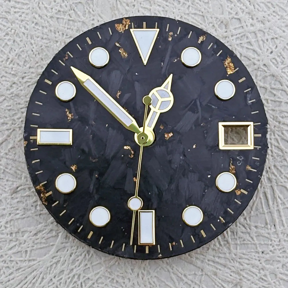 28.5mm Carbon Fiber Material NH Series Watch Dial C3 Luminous For NH34 NH35 NH36