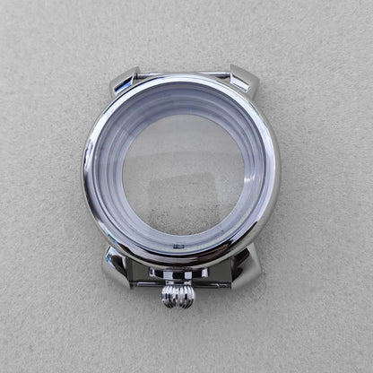 40MM Stainless Steel Mineral Glass Watch Case for NH35 NH36 Movement Crown@12