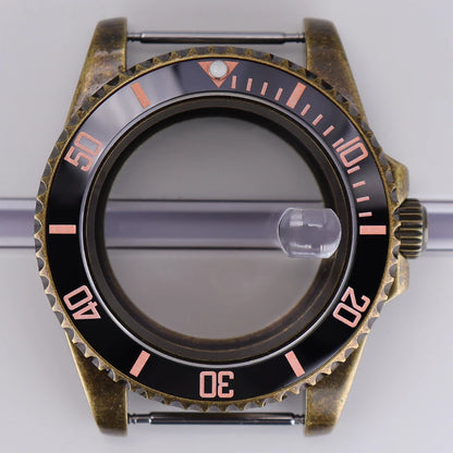 Bronze 40mm Watch Case Ceramic Bezel For SUB NH35/36/34/38/70 Sapphire Glass