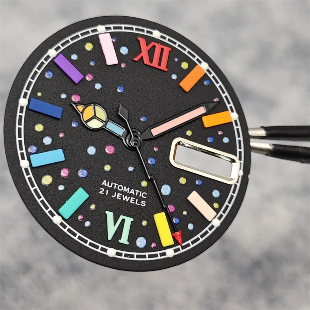 Modified 28.5mm Watch Dial with Hands Set Color Diving Surface for NH35 / NH36